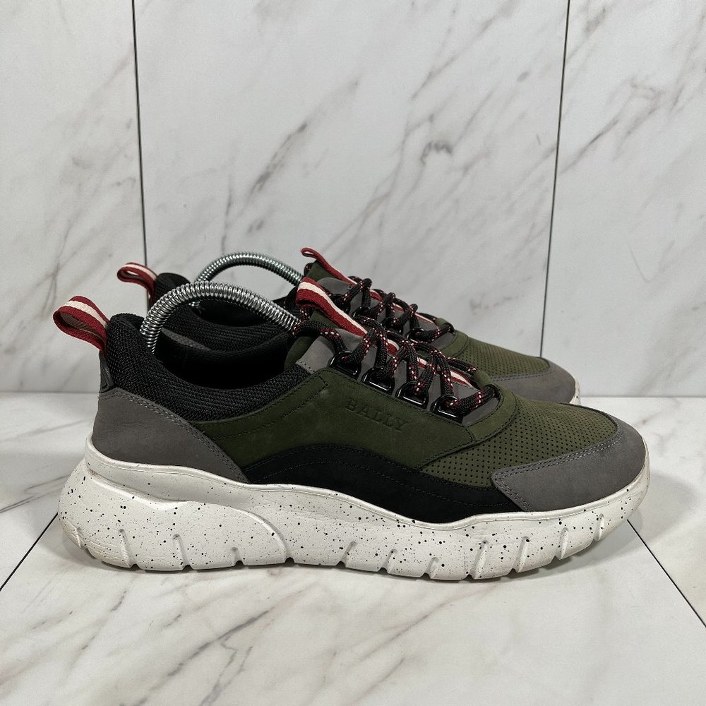 Bally Bisko Cloud Men Size 9 D - Green White Suede Lightweight Athletic Shoe